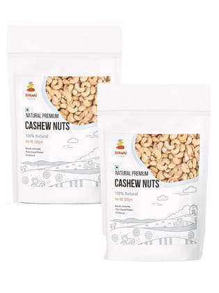 Shanai Foods Natural Premium Whole Cashews W320 (500g x 2), Pack of 2 | Premium Kaju Nuts | Nutritious Plant Based Protein