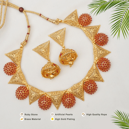 Gold Plated Handcrafted Intricate Choker Jewellery Set