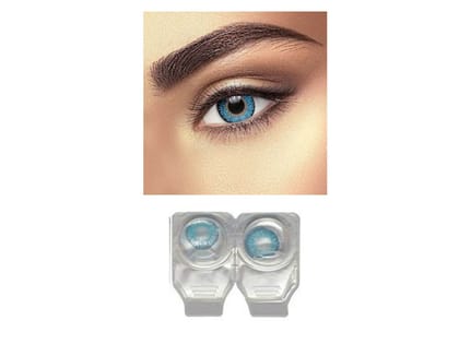 BLUE MD SPARKLE MONTHLY COLOR CONTACT LENS WITH CASE, LENS HOLDER AND 80ML SOLUTION
