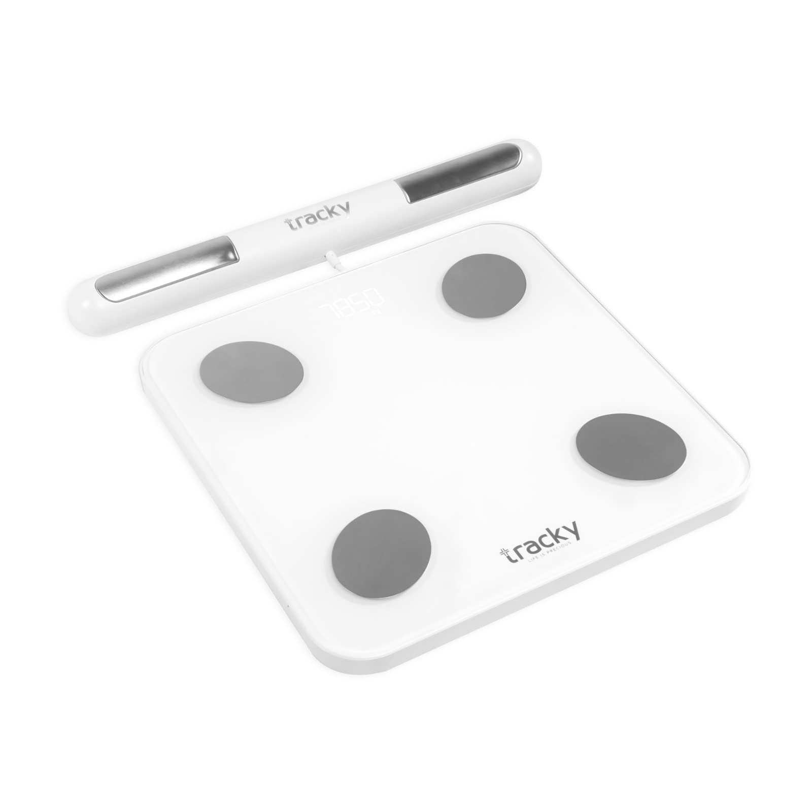 Tracky Advance Body Composition Scale with 8 Electrodes | Essential Body Parameters | Full Body Segmental Analysis | Smart Body Fat Analyzer |