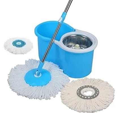 Ayush Brand Steel Basket MOP Set with 2 extra refill (Blue)