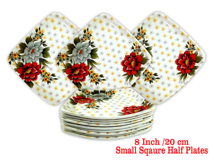 Inpro Melamine Square 8 Inch Small Half Plate (Size-8 Inch/20 CM) / Snacks Plates / Nasta Plate / Party Plate / Lunch Plate / Melamine Plates /Square Plate Set of 6 (8"Sqaure Half Plates)