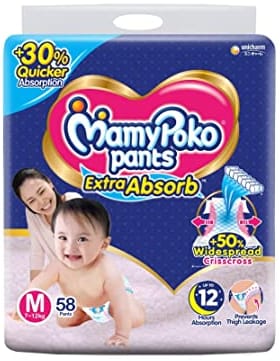 MamyPoko Extra Absorb Pants Style Diapers Medium - 58 Pieces