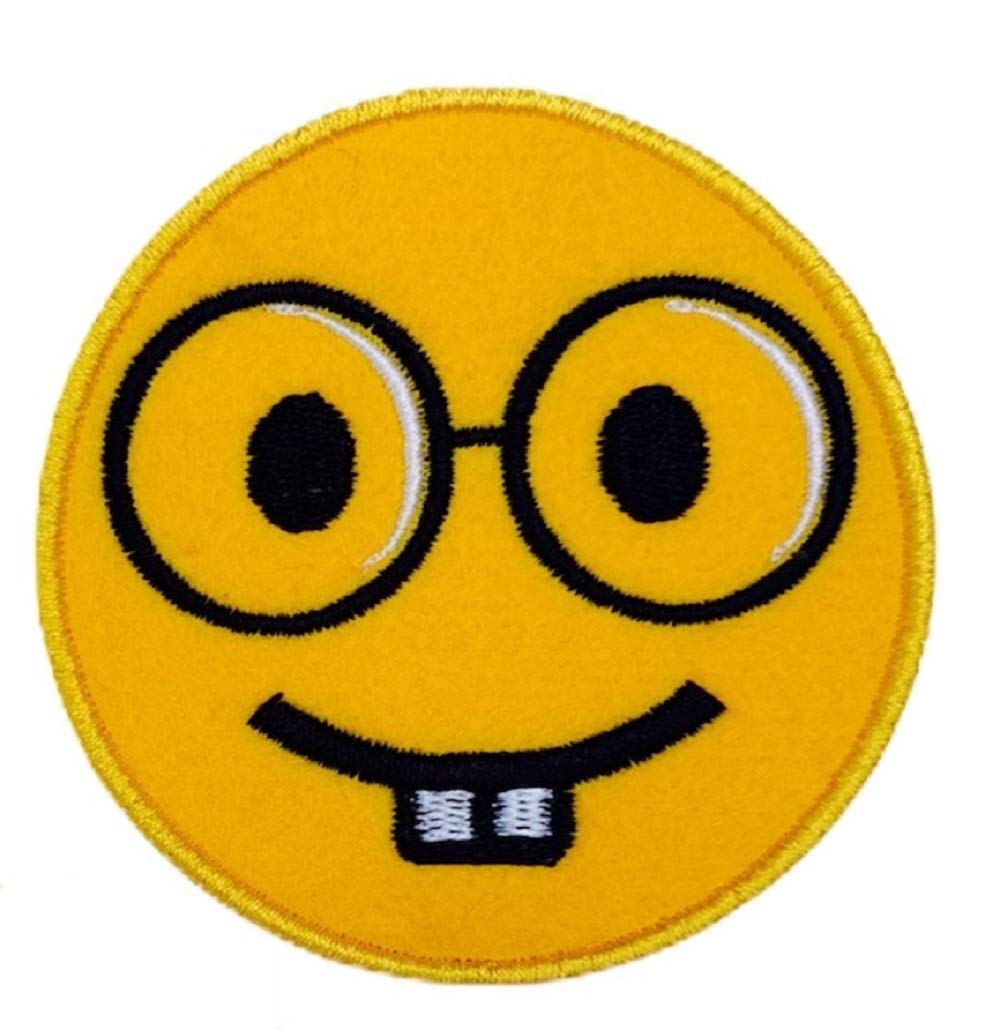 Happy Face Embroidered Sew-On Fabric Patch (Pack of 3)