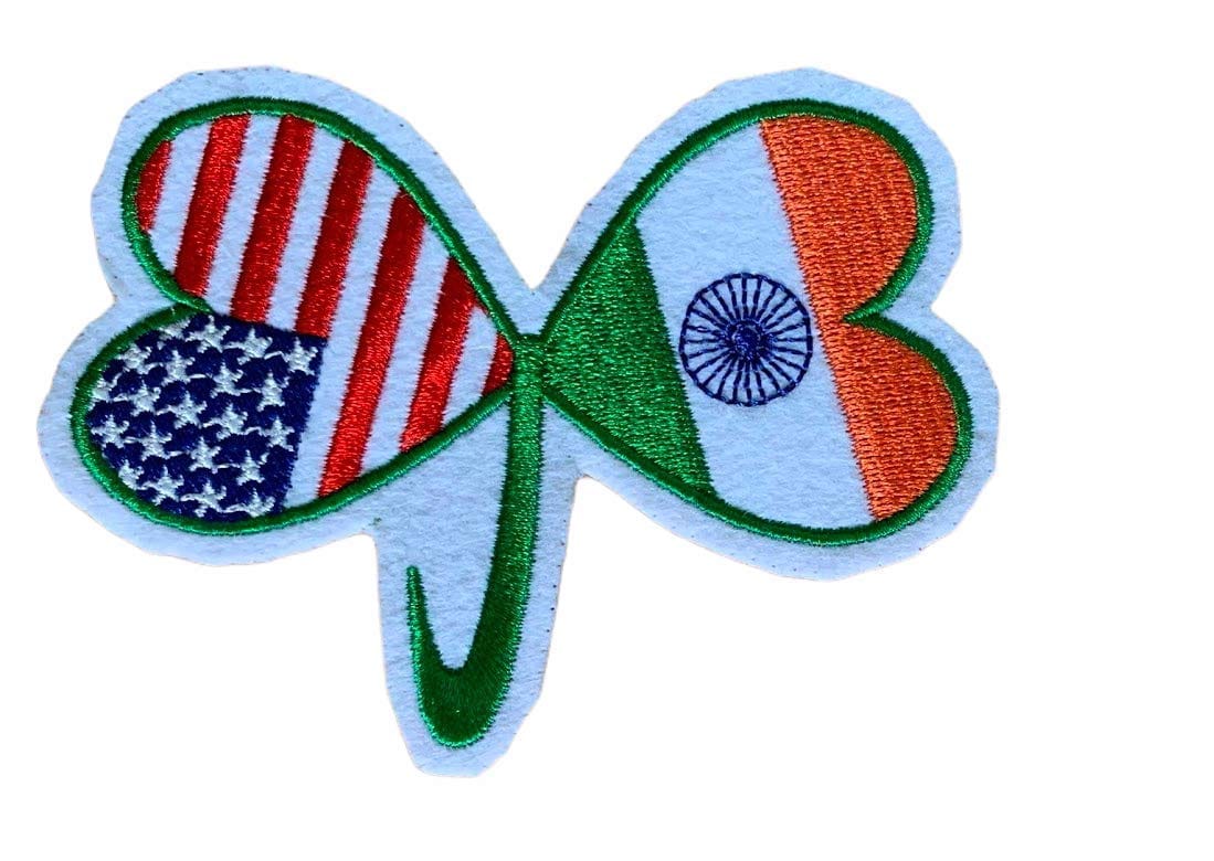 India US Flag Friendship Embroidered Sew On Fabric Patch (Pack of 2 Pcs)