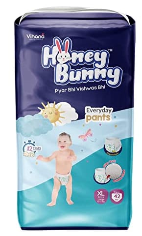 Honey Bunny Everyday Baby Pants Dipers with Wetness Indicator, Silky Soft - Bubble sheet extra large - XL 42