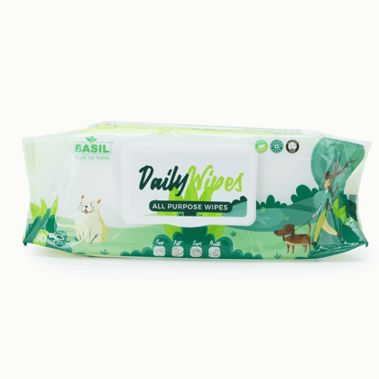 BASIL Daily Wipes, All Purpose Pet Grooming Wet Wipes