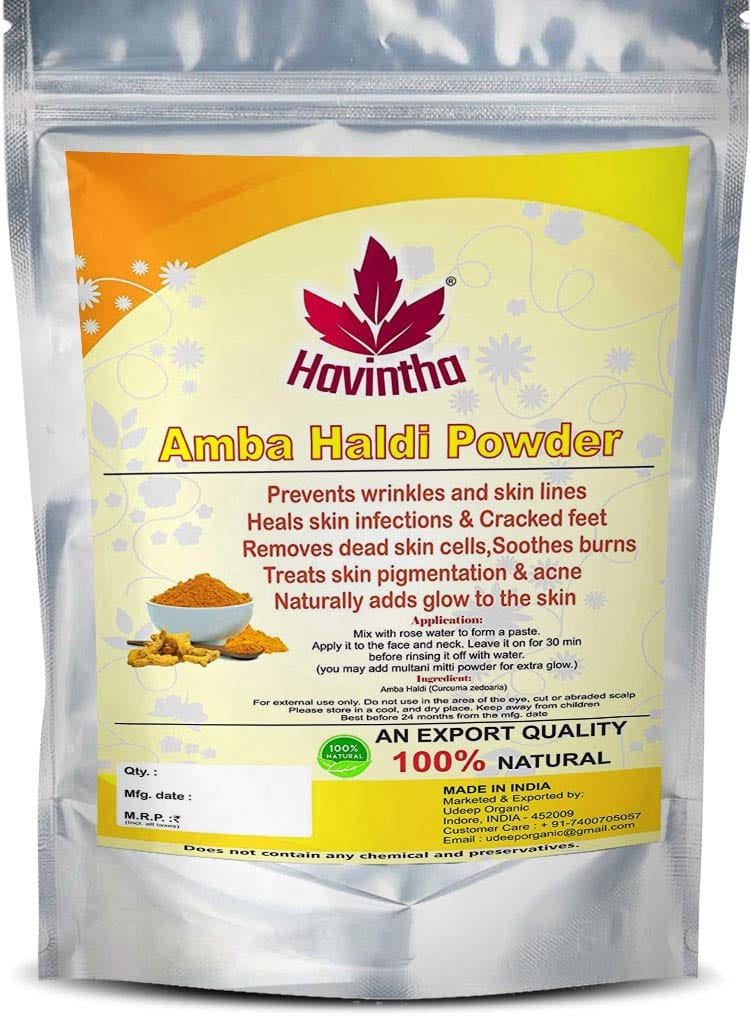 Havintha Wild Turmeric powder for face | Kasthuri manjal | Amba haldi | Promotes glowing skin, 100g (PACK OF 1)