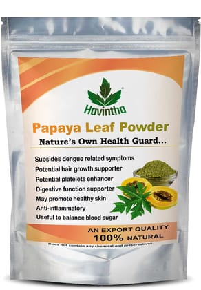 Havintha Papaya Leaf Powder for Healthy Skin, Help in Increasing Platelets, Anit Oxidant Agent, 227gm