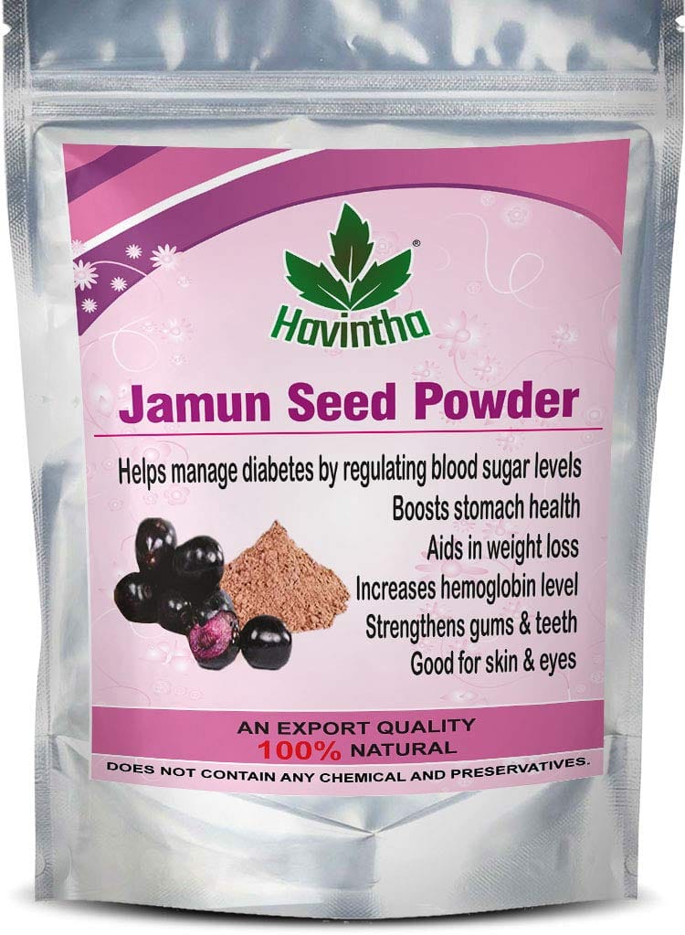 Havintha Jamun seeds powder rich source of Vit.C for diabetes stomach skin eyes health - 227 Grams