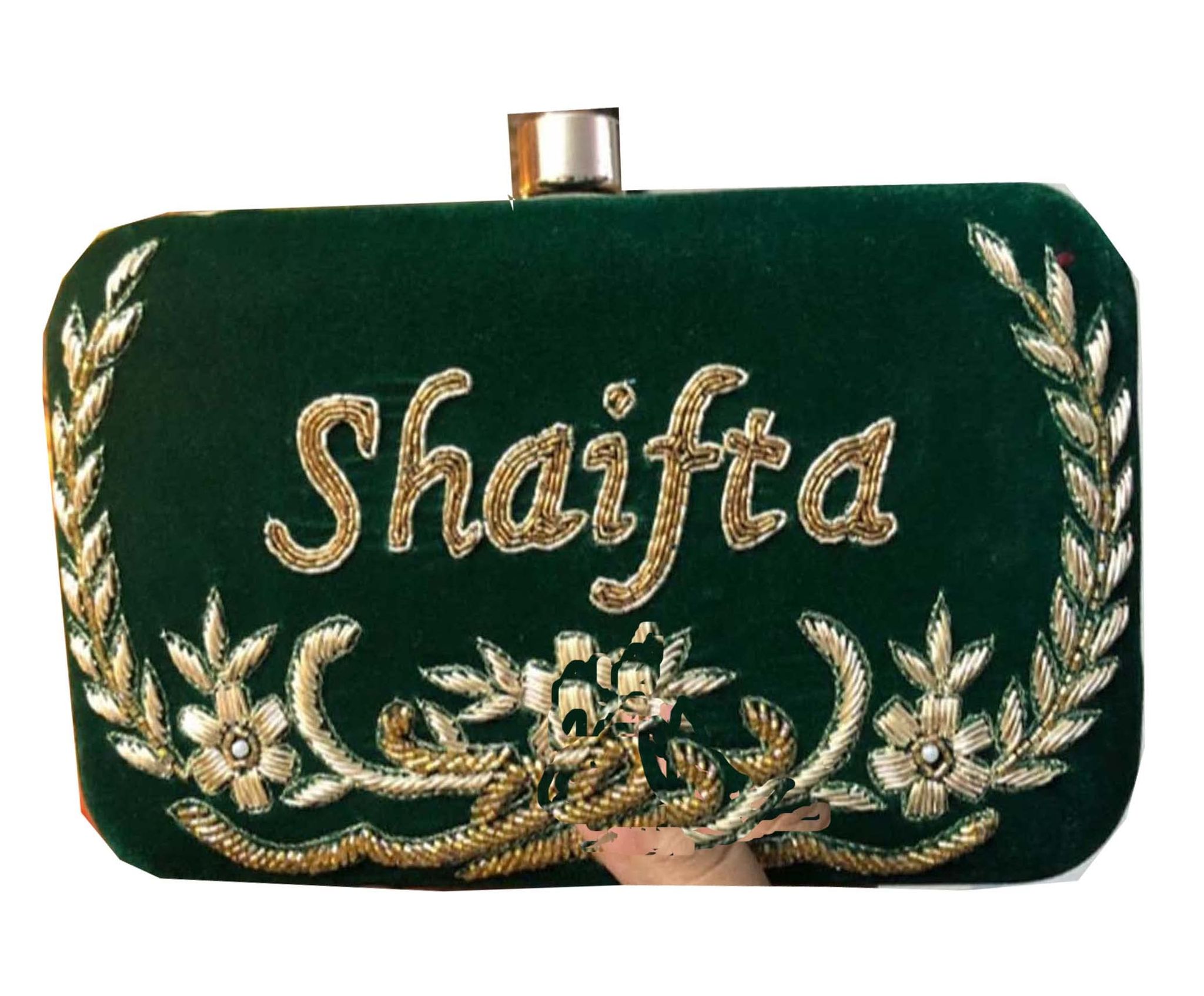 Personalized/Customized Hand Embroidery clutch 8 * 4 with