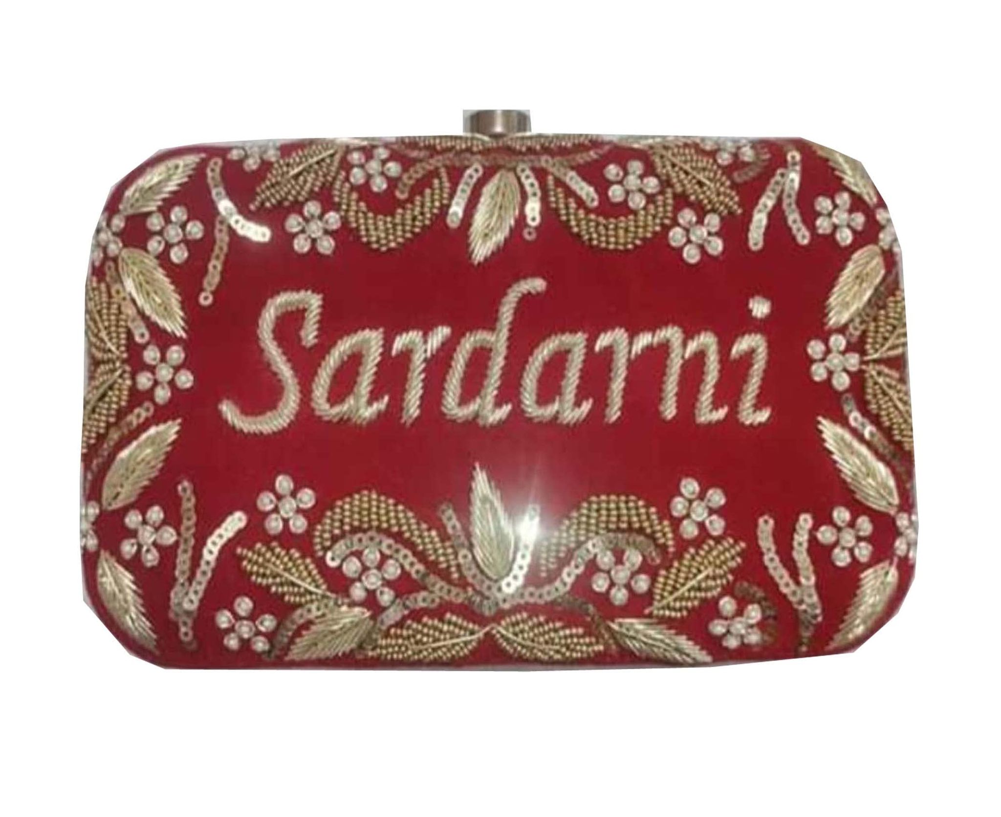 Personalized/Customized Hand Embroidery clutch 8 * 4 with Customization your name Double side work for women