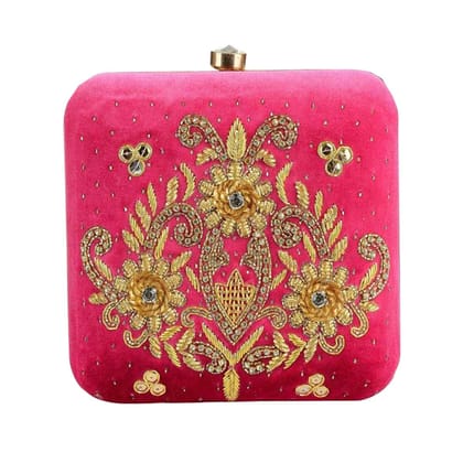 Hand Embroidery Pink 6 * 6 Customize clutch with your name for women
