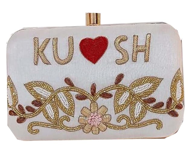 Personalized/Customized Hand Embroidery clutch 8 * 4 with