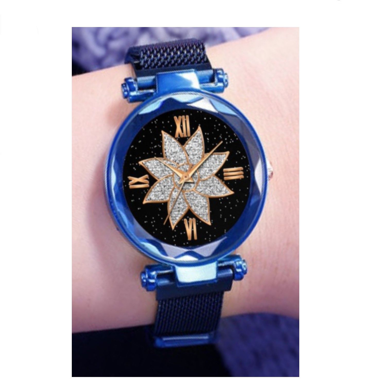 Bhakti Fashion Blue Mesh Magnetic  Stylish Design Analog Watch For Women & Girls