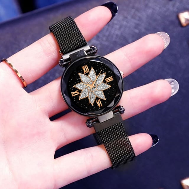 Luxury Magnet Buckle Starry sky Quartz Watches For girls Rose Gold Magnetic  Chain magnet strap with