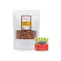 The Prakriti Foods by Khatirdaari Kashmiri Mamra Almonds 400 Grams + Original Kashmiri Kesar 1 gram