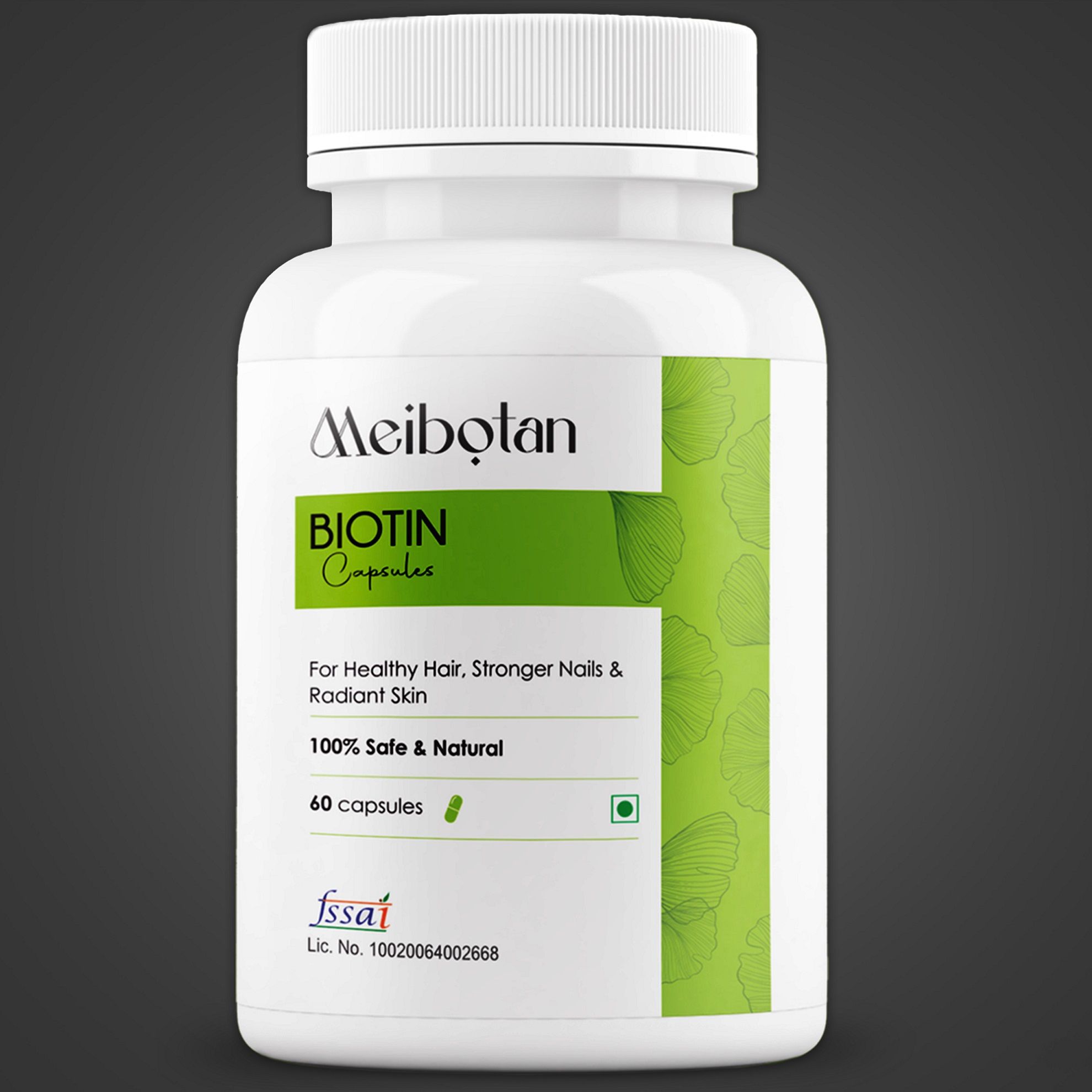 MEIBOTAN Biotin capsules for Hair growth, Skin & Nails 100% natural origin for Men & Women (60 Capsules pack)