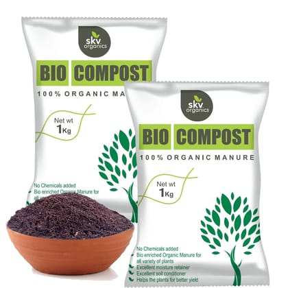 Premium Bio Compost Fertilizer (2 kg) for Flowers like Jasmine, Rose, Hibiscus, Nutrient-rich Soil | Organic Manure | Better Growth on Vegetables and Indoor plants.