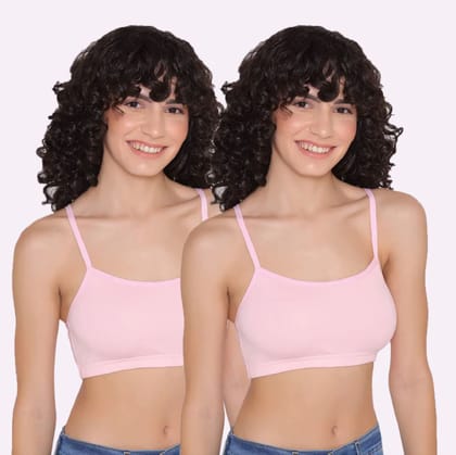 Slip-on Strapless Bra for Teenagers, Girls Beginners Bra Sports Cotton Non-Padded Stylish Crop Top Bra Full Coverage Seamless Non-Wired Gym Workout Training Bra for Kids (Pack of 2)