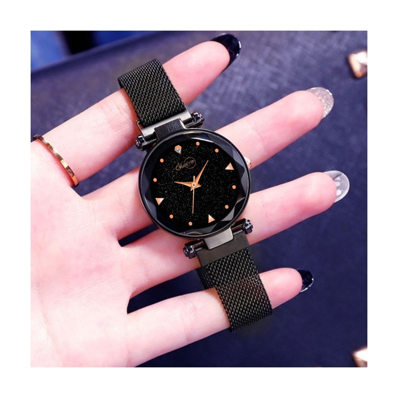 Bhakti Fashion Black Mesh Magnetic Trending Collection Analog Watch For Women & Girls