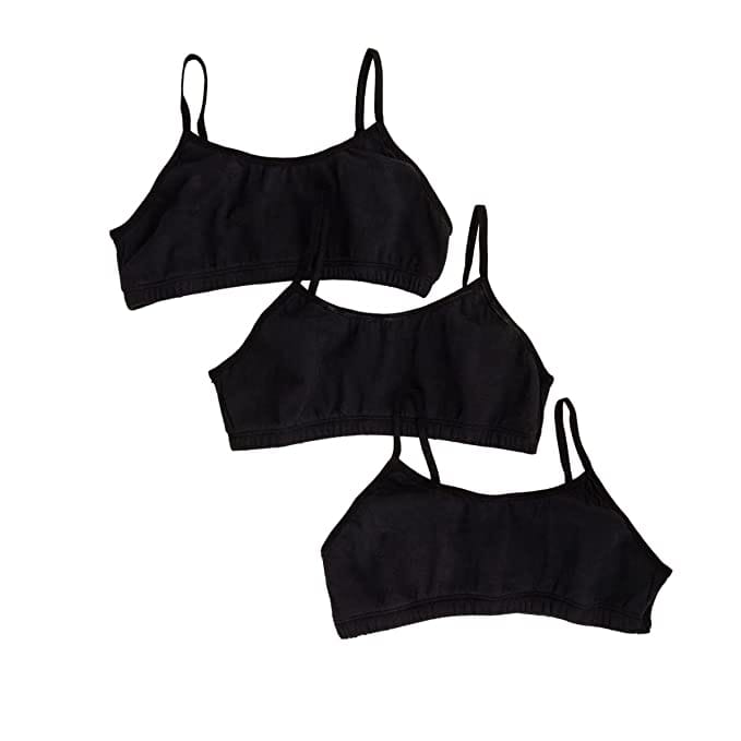 Slip-on Strapless Bra for Teenagers, Girls Beginners Bra Sports Cotton Non-Padded Stylish Crop Top Bra Full Coverage Seamless Non-Wired Gym Workout Training Bra for Kids (Pack of 3)