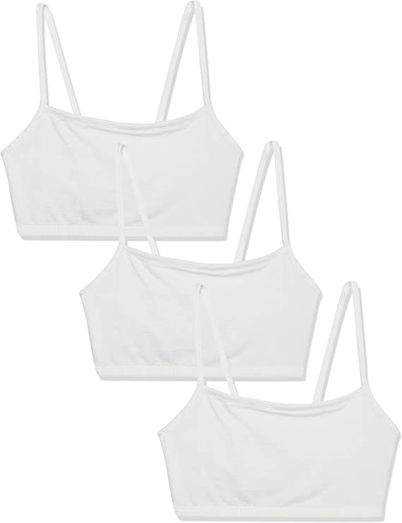 Slip-on Strapless Bra for Teenagers, Girls Beginners Bra Sports Cotton Non-Padded Stylish Crop Top Bra Full Coverage Seamless Non-Wired Gym Workout Training Bra for Kids (Pack of 3)
