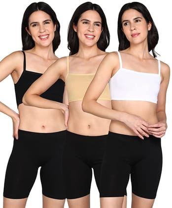 Slip-on Strapless Bra for Teenagers, Girls Beginners Bra Sports Cotton Non-Padded Stylish Crop Top Bra Full Coverage Seamless Non-Wired Gym Workout Training Bra for Kids (Pack of 3)