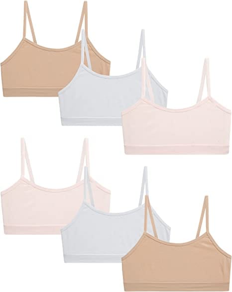 Slip-on Strapless Bra for Teenagers, Girls Beginners Bra Sports Cotton  Non-Padded Stylish Crop Top Bra Full Coverage Seamless Non-Wired Gym  Workout Training Bra for Kids (Pack of 6)