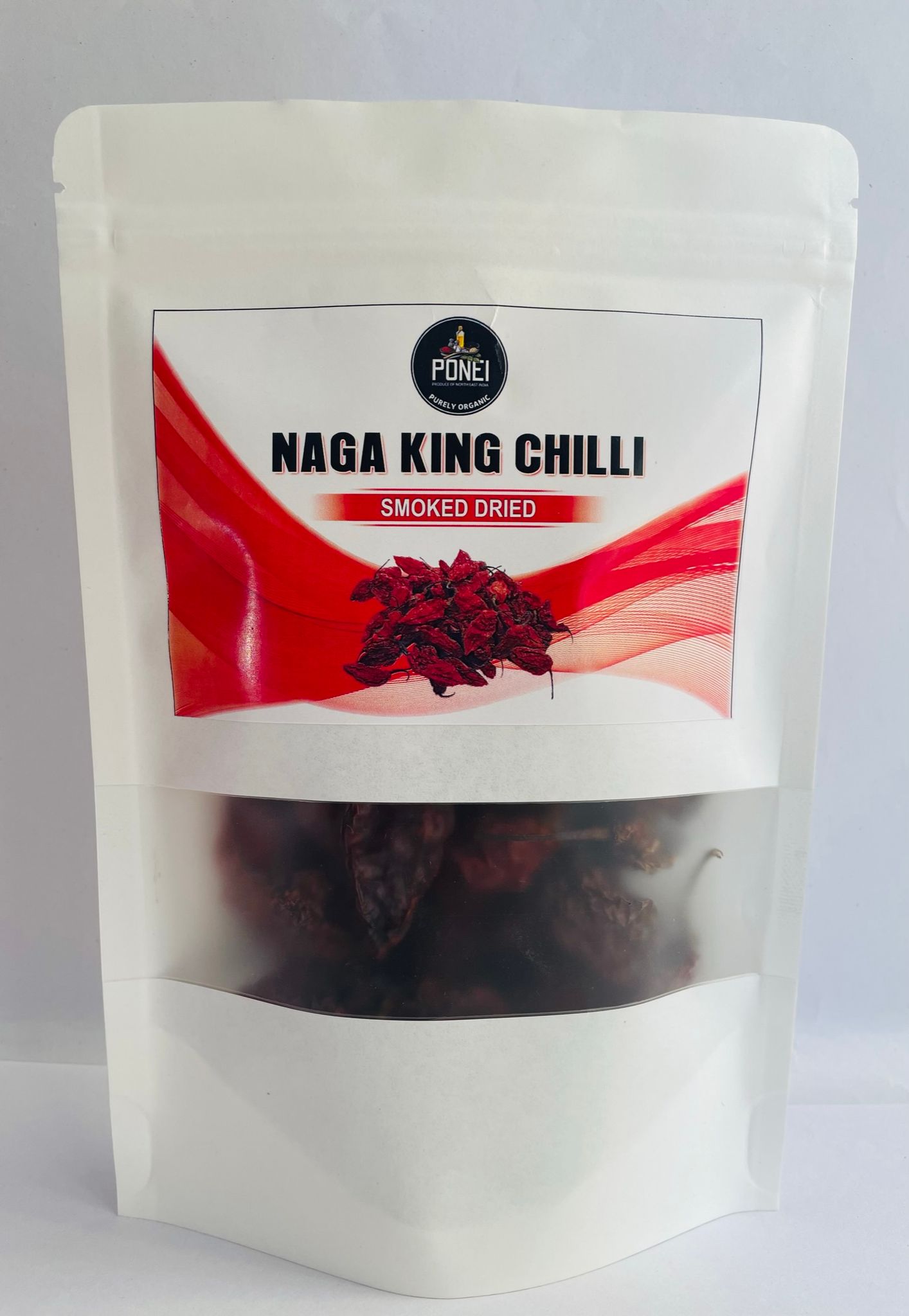 Naga King Chilli/ Bhut Jolokia/ Raja Mircha/ Umorok/ Ghost Pepper Chilli Pods (Smoke Dried) - 60 GMS (Organically Grown)