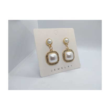 Diamond Dreamz - Square Shaped Pearl and Diamond Earring