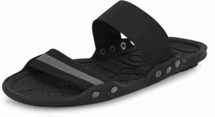 FIRSTCLUB Men's Black Stylish PVC Slippers