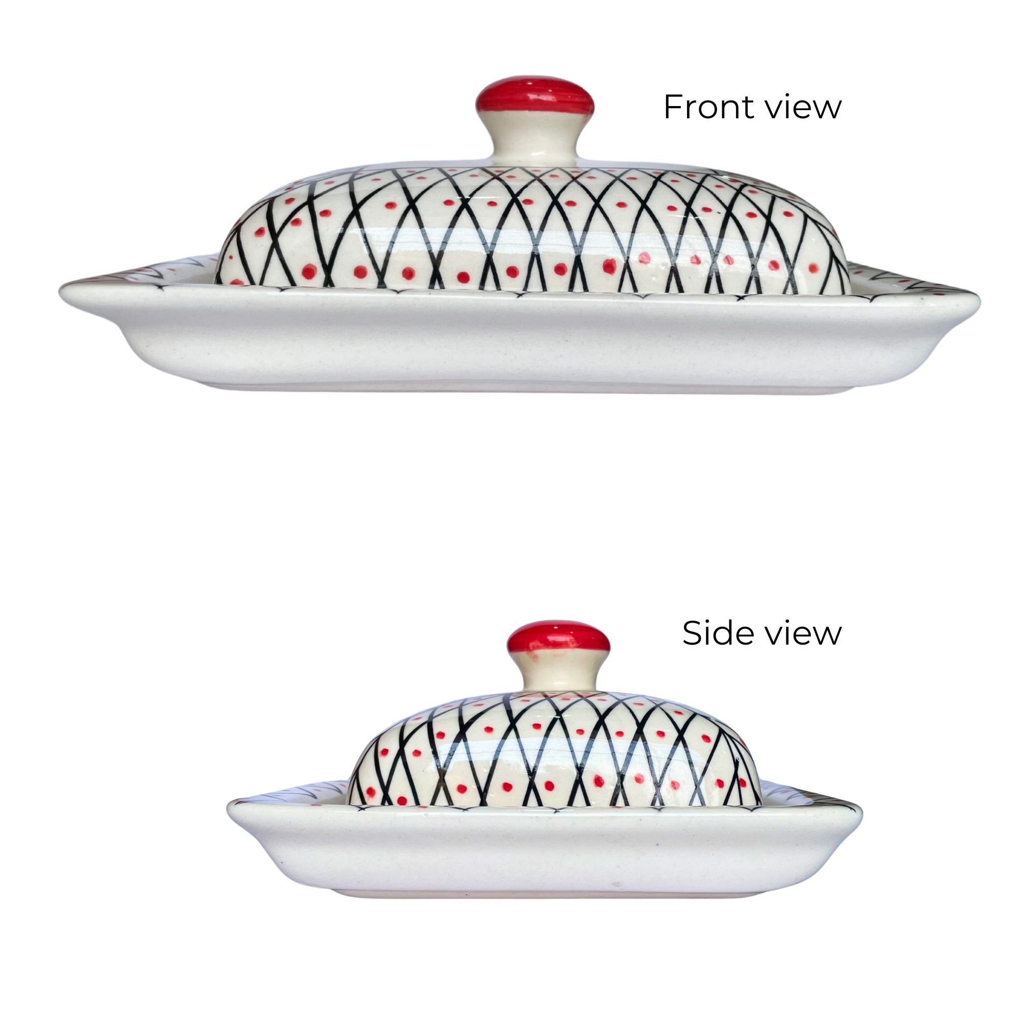 Amoorcart Ceramic Butter Dish Butter Box with lid, Large Butter Tray Set, Butter Keeper, Butter Storage Container, Butter Storage Box, 500gm Butter Box - Multi Colour Design