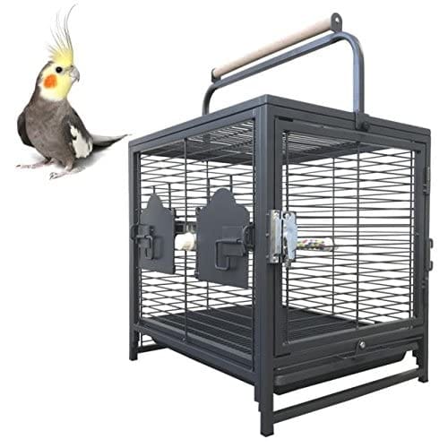 Travel Bird Cage Good for Budgie Cockatiel & Sun Conure with Stand and Perch