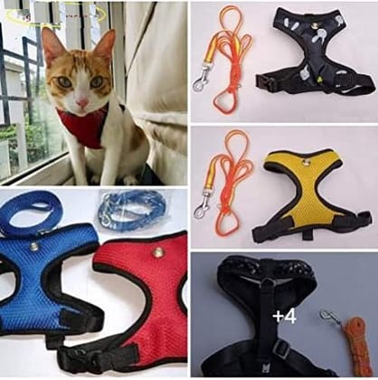 Cat Vest Body Harness Escape Proof 2 pcs Any Color with Long Nylon Lease Size : M (Cat Neck Size 32-33 cm Neck circumferences) - Please Check Size Before Buying