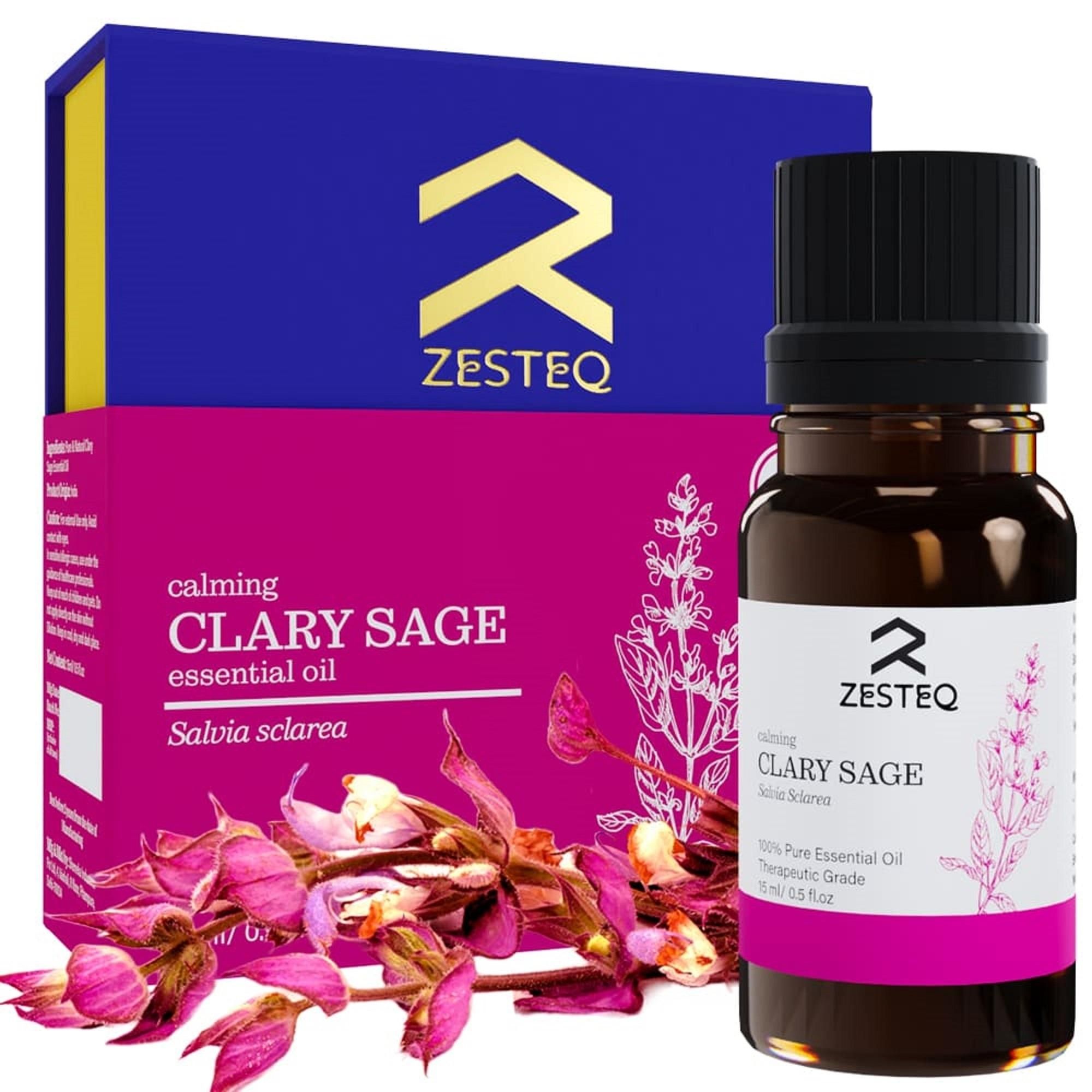 Zesteq Calming Clary Sage Essential Oil for Aromatherapy, Relieves Menstrual Cramps (15 ml)