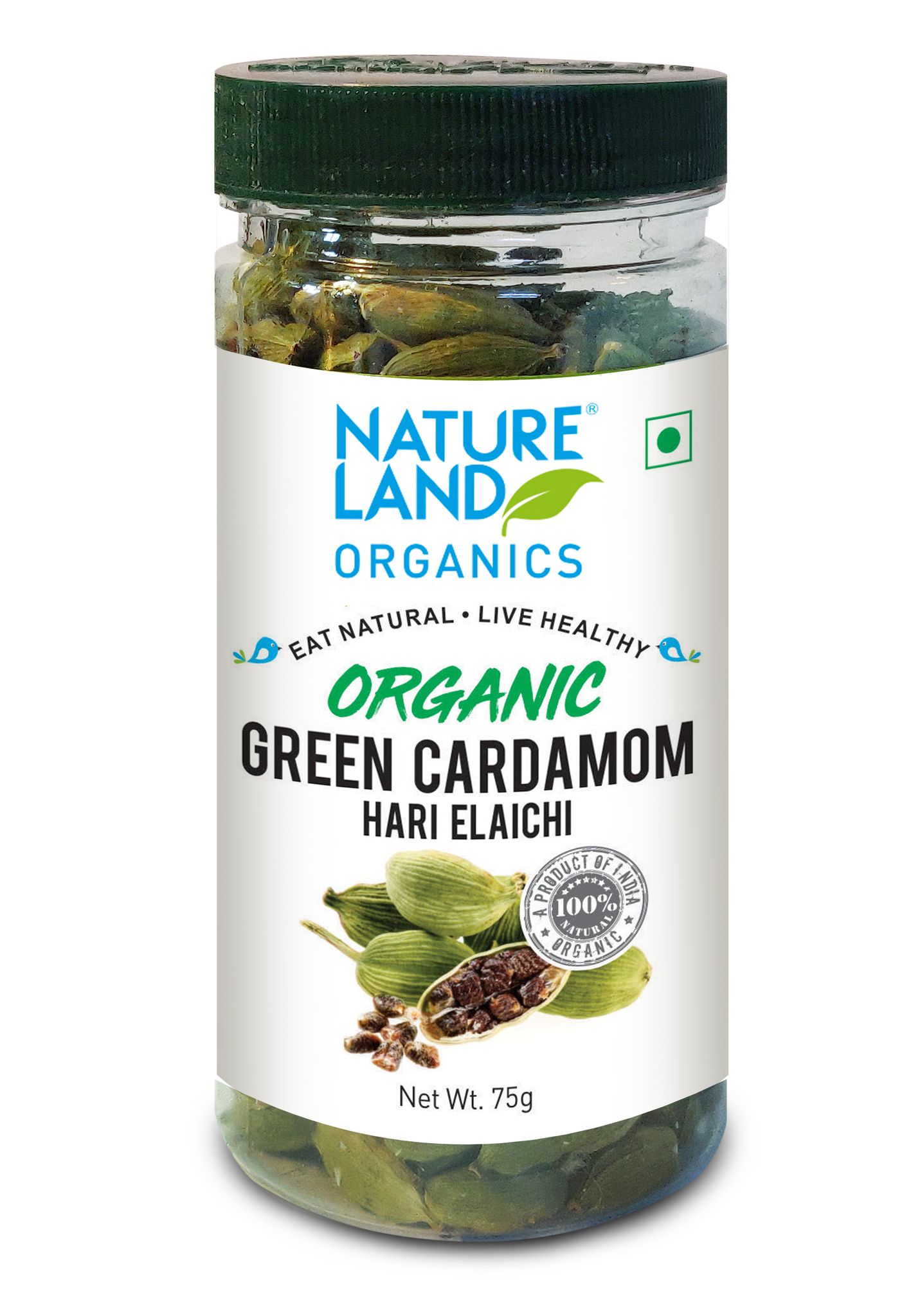 Natureland Organics Green Cardamom 75 gm