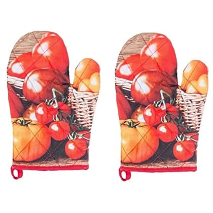 Cotton Microwave Oven Gloves for Microwave (Set of 2 Pcs), Multicolour