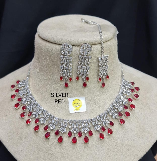 Women Trendy Necklace Red Water Drop Artificial Diamond - Temu
