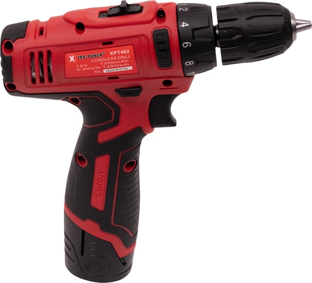 Cordless Drill Red and Black Screwdriver Drill Machine Xtra Power