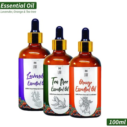 Gift Pack of Essential Oils – Natural Essential oils Gift Pack of 3 (100 ml each) – Lavender, Orange & Tea tree