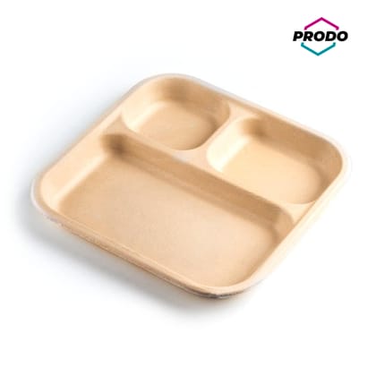 PRODO Bagasse Meal Tray 3CP