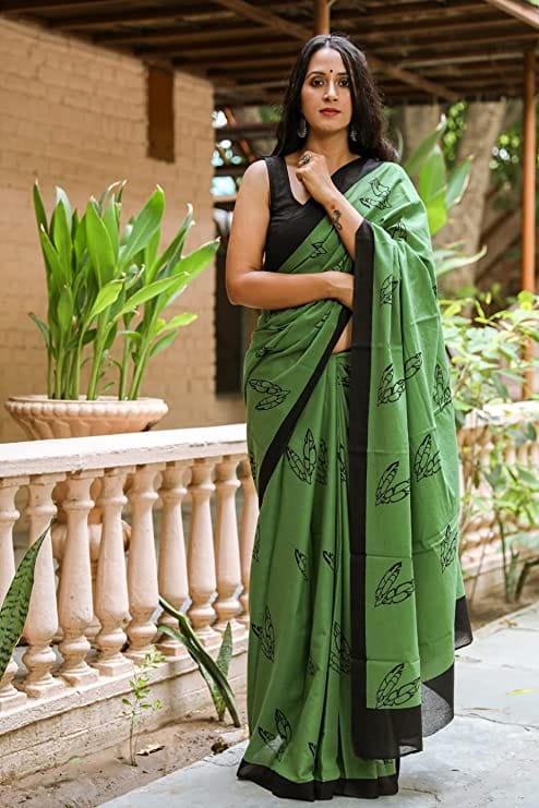cotton printed saree with blouse