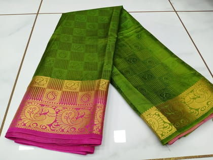 Parrot Green Kanjivaram Silk Saree