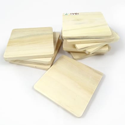 IVEI DIY Wooden Coasters Square (3.25 in X 3.25 in)- Set of 12