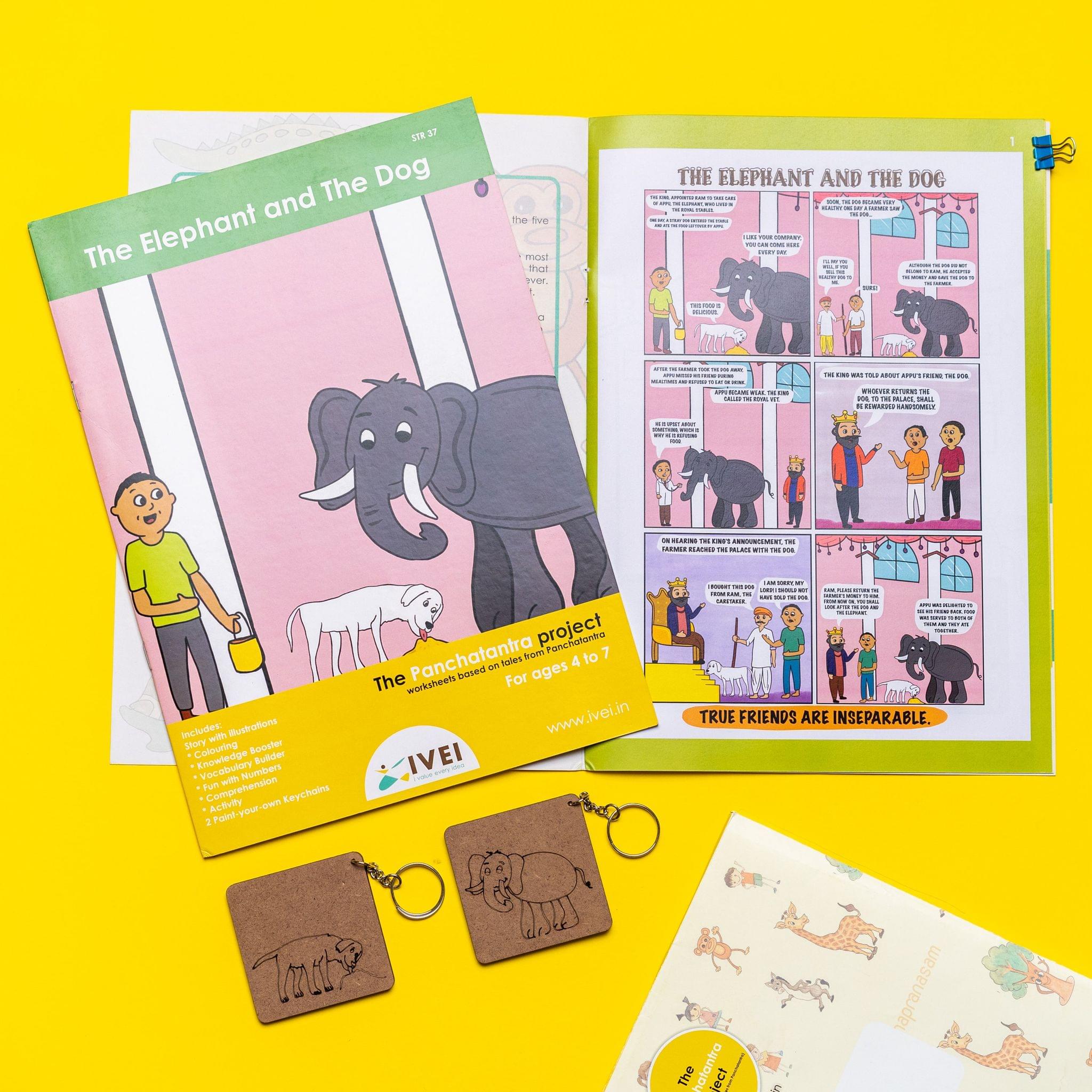 The Elephant and the Dog - Workbook and 2 DIY keychains - 4 to 7 yrs