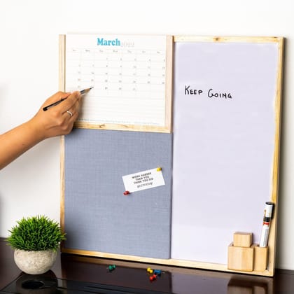 IVEI Whiteboard and Pinboard with Planner - Grey