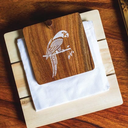 IVEI Mandala Solid Rosewood Napkin Holder - Parrot