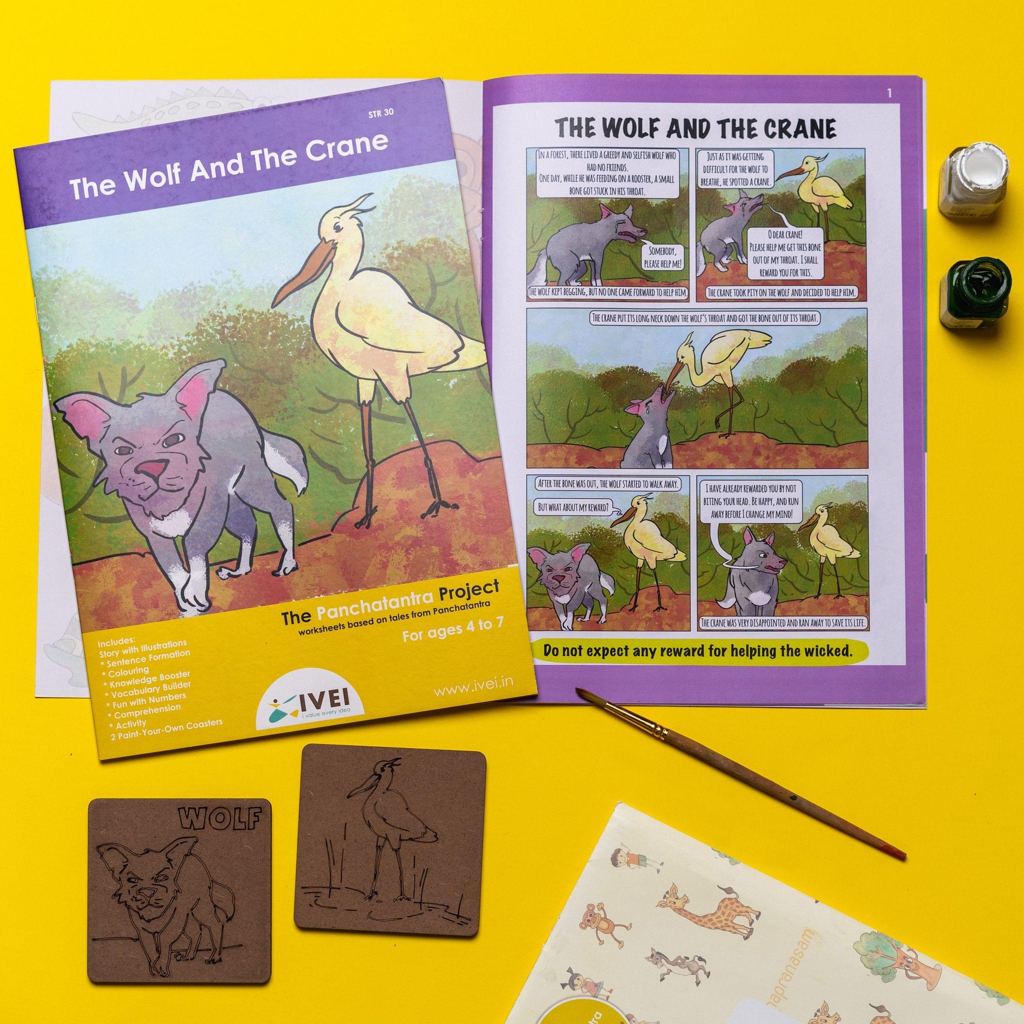 The Wolf and the Crane - Workbook and 2 DIY coasters - 4 to 7 yrs