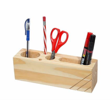 IVEI Sleek Pine Wood Rectangular Pen Stand